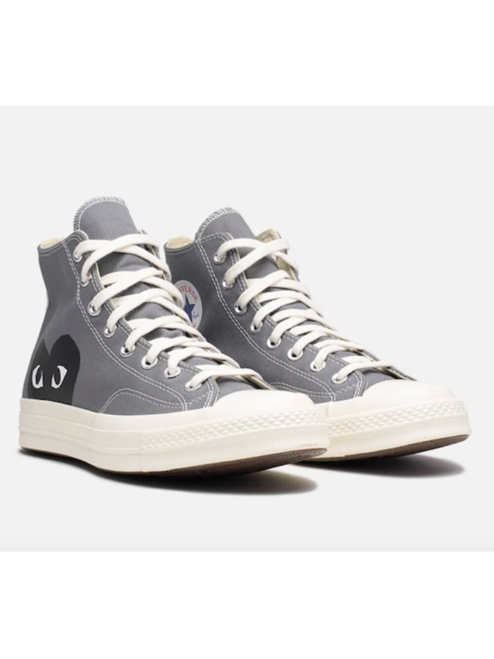 CDG PLAY X CONVERSE CHUCK 70 HIGH "BLACK HEART" STEEL GREY Sz 9 Skater Designer